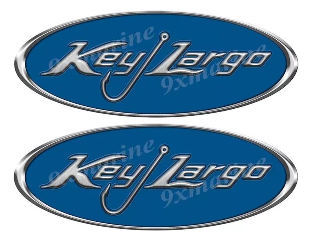 Key Largo Sticker Set of 2 Key Largo Oval Vinyl Stickers, Faux 3d Replica, 10
