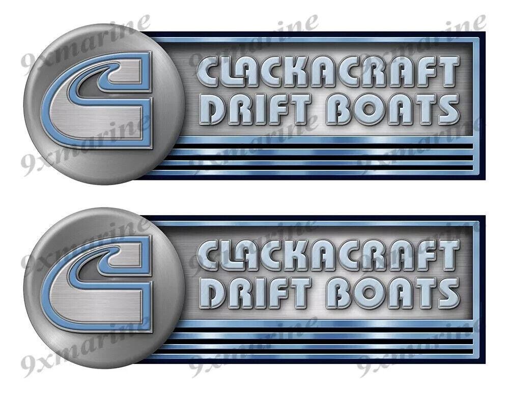 Clackacraft drift boats vinyl decal boat stickers 2 pc set, 10" x 3.5"