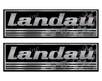 Calcomanías de vinilo para placa de identificación de carreras clásicas Landau (juego de 2 unidades, 25,4 x 8,9 cm)