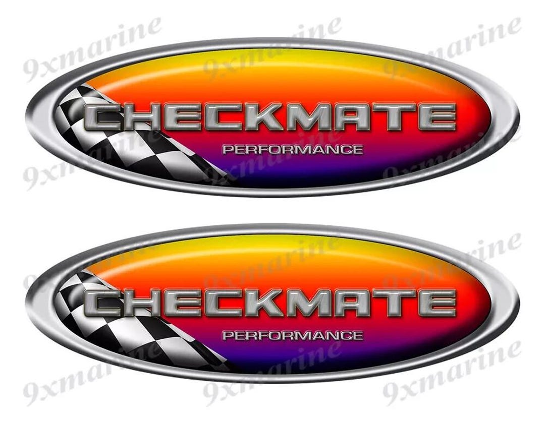 Checkmate Racing Sticker Two Checkmate 80s Racing Oval Stickers- Rendered to Look Puffy - Etsy