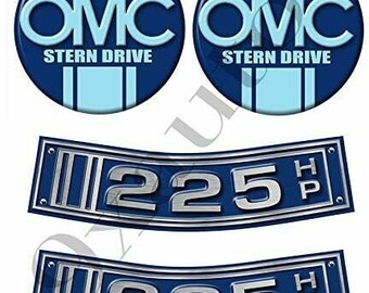 OMC Stringer Stern Drive Two Curved Sticker Set - on waterproof laminated vinyl (not domed) DIY - Must be cut using scissors. Not OEM Video