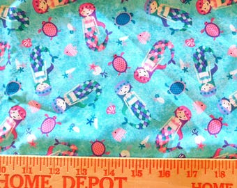 Destash- 2 Pieces of Mermaid Print Fabric Remnants (G-322)