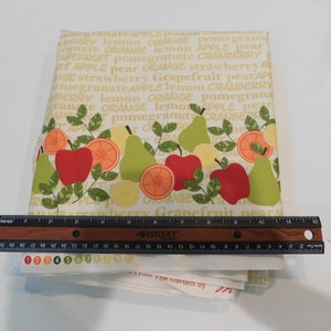 Destash- 1 yard of Fruit Text and Image Cotton Fabric (F-007)