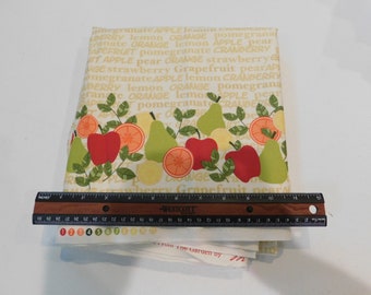 Destash- 1 yard of Fruit Text and Image Cotton Fabric (F-007)