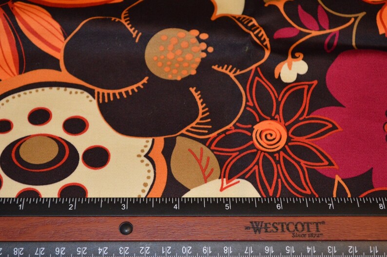 Destash C-24 One Full Yard Of Brown Floral Mod Print Cotton Quilting Fabric