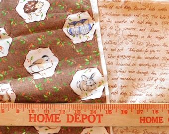 Destash- 2 Coordinating Pieces Of Woodland Animal Cotton Fabric Remnants (G-302)