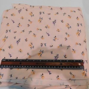 Destash- Pink Floral Ribbed Jersey Knit by the yard(F-003)