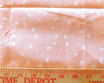 Destash-Peach And White Abstract Butterfly Print Cotton Fabric Remnant (G-317)