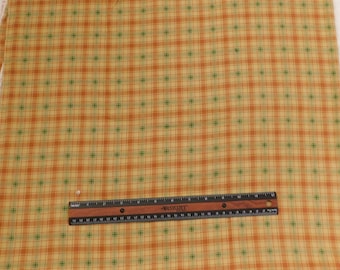 Destash- 1 Yard Of Tan Karierter Baumwoll Quilting Stoff (E-094)