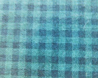 Destash- Teal Gingham Print Fabric Remnant (G-333)
