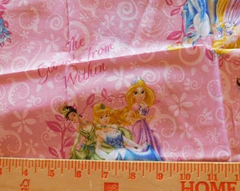 Destash- 3 Pieces of Disney Princess Cotton Fabric Remnants- Has been washed (G-303)