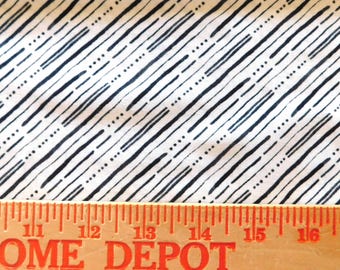 Destash- Half A Yard Of Black And White Line And Dash Cotton Fabric (G-298)