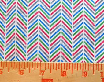 Destash- Over 1/4 Yard of Red, Blue, Green And Gray Chevron Print Cotton Fabric (G-335)