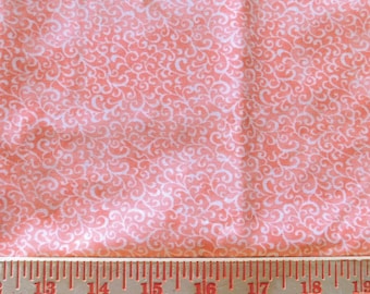 Destash- Over Half a  Yard Of Coral Swirl Cotton Fabric (G-295)