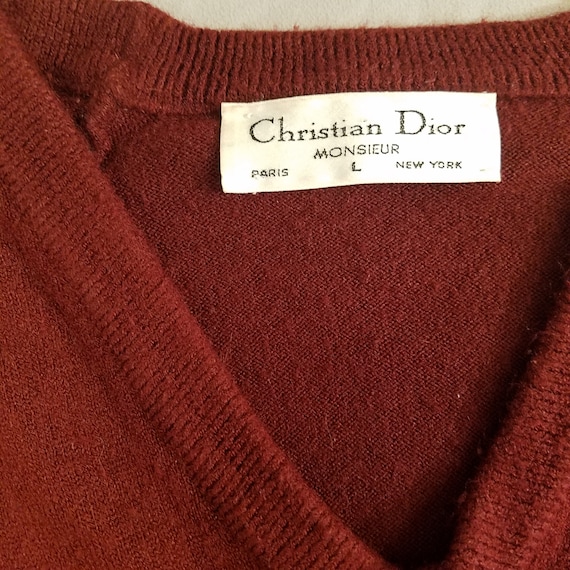 Vintage Dior Men's Sweater (Burgundy, Large, Acryl