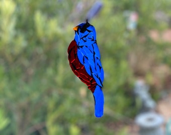 Glas-in-loodmozaïek sialia suncatcher, sialia tuinornament