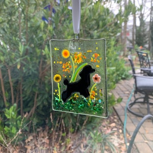 Poodle suncatcher, Doodle Suncatcher, Fused glass poodle