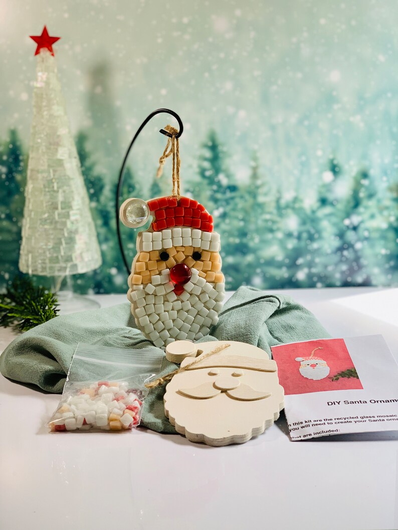 Santa Mosaic Ornament Kit Christmas Craft Kit DIY Ornament Etsy