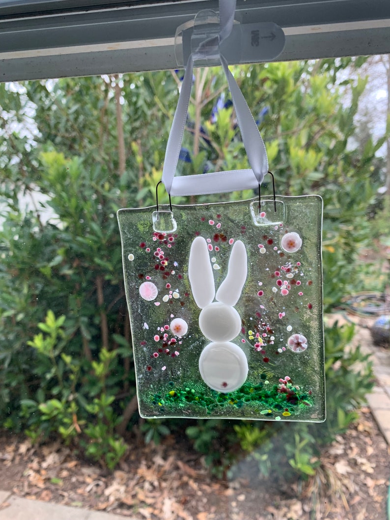 Fused Glass Rabit Fused Glass Rabbit Suncatcher, Spring Garden Decor - Etsy