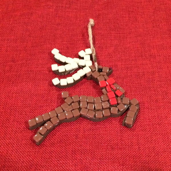 Reindeer Christmas Ornament KIt, Mosaic Ornament Kit, Kids Christmas Craft, DIY Christmas Ornament Kit, Christmas DIY