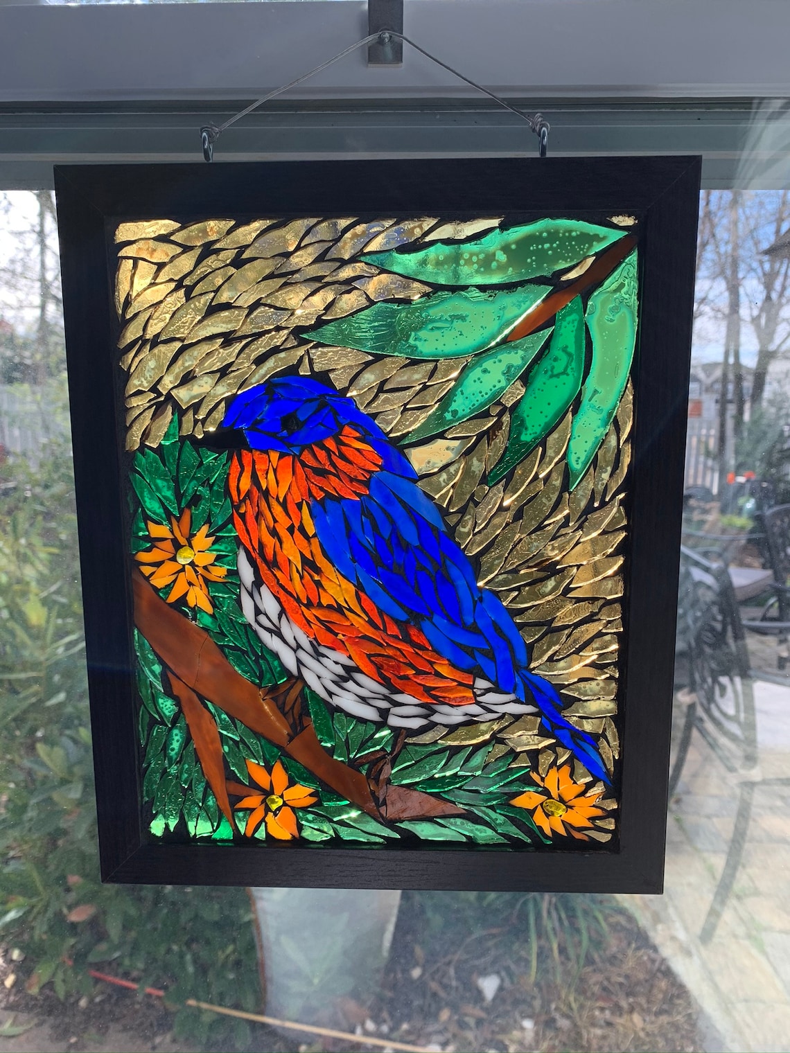 Stained Glass Mosaic Bluebird Suncatcher Mosaic Blue Bird - Etsy