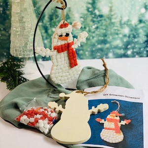 Snowman ornament kit, Do it yourself ornament kit, Childrens ornament kit, Kids craft kit, Christmas DIY, Mosaic ornament kit,
