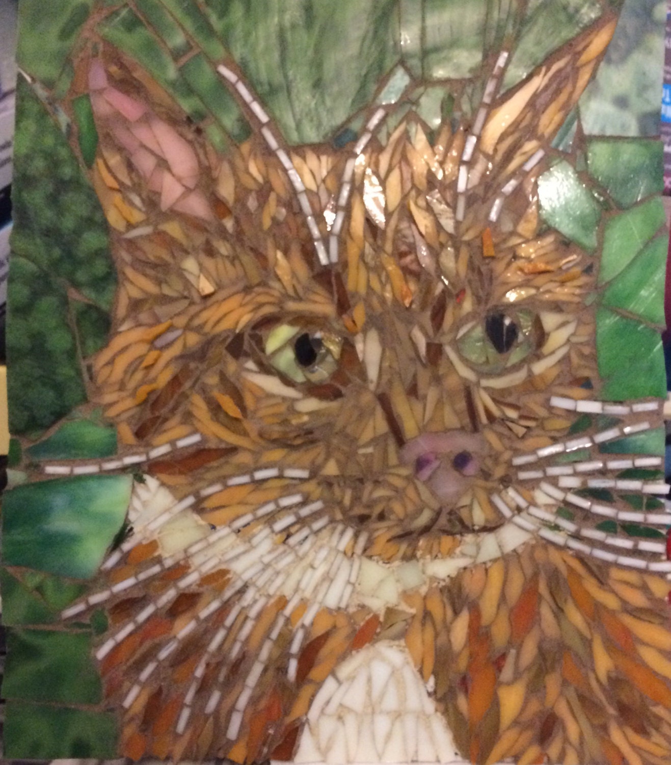 Custom Cat Portrait Cat memorial Mosaic cat portrait mixed Etsy