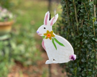 Mosaic stained glass bunny suncatcher, Rabbit Suncatcher, Easter Bunny Suncatcher, Easter suncatchers