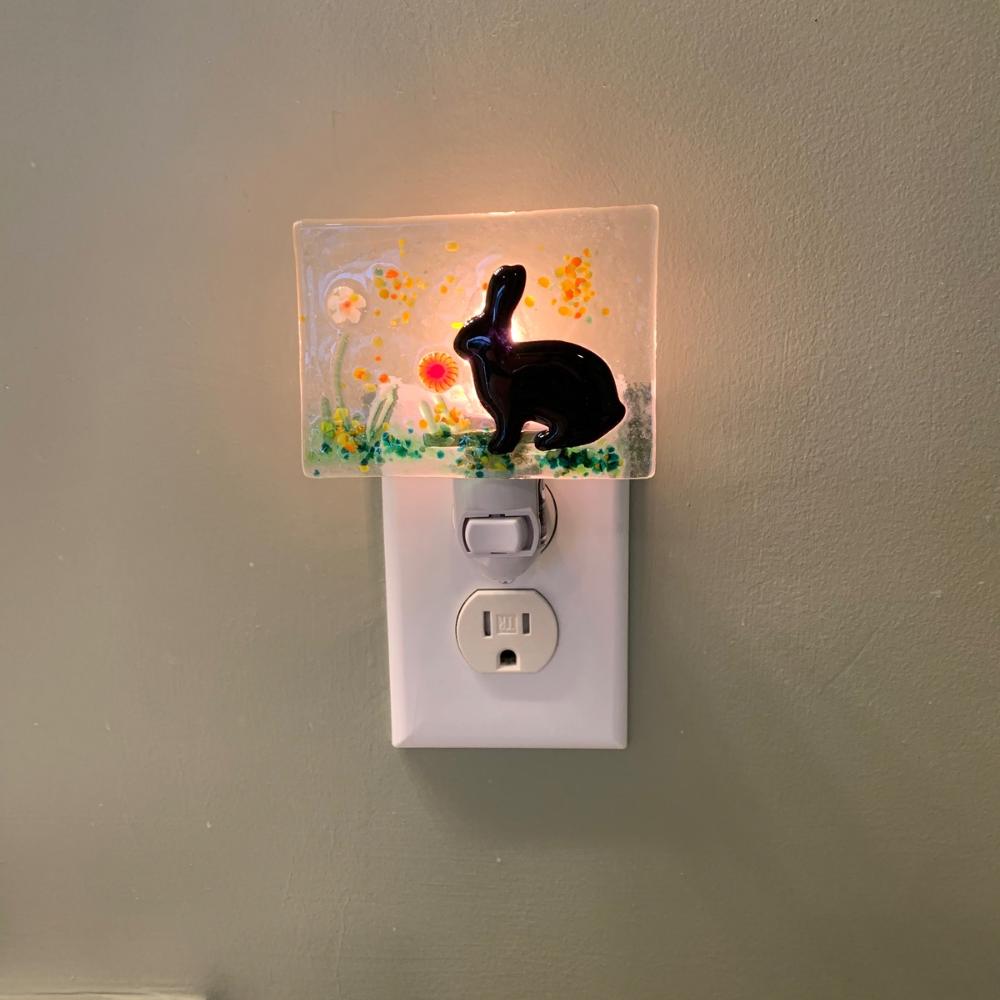 Fused Glass Rabit Fused Glass Rabbit Nightlight, Rabbit Nightlight, Gift for Bunny Lovers ...