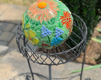 Mosaic Gazing Ball, Garden Ball, Garden Art, Gazing Ball, Garden Focal Point, made to order garden art