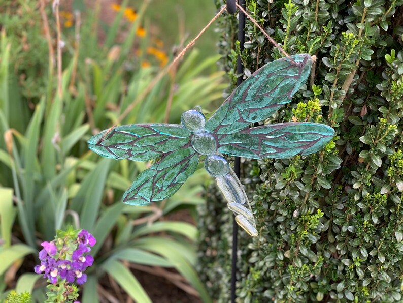 Stained Glass Mosaic Dragonfly suncatcher Dragonfly garden Etsy