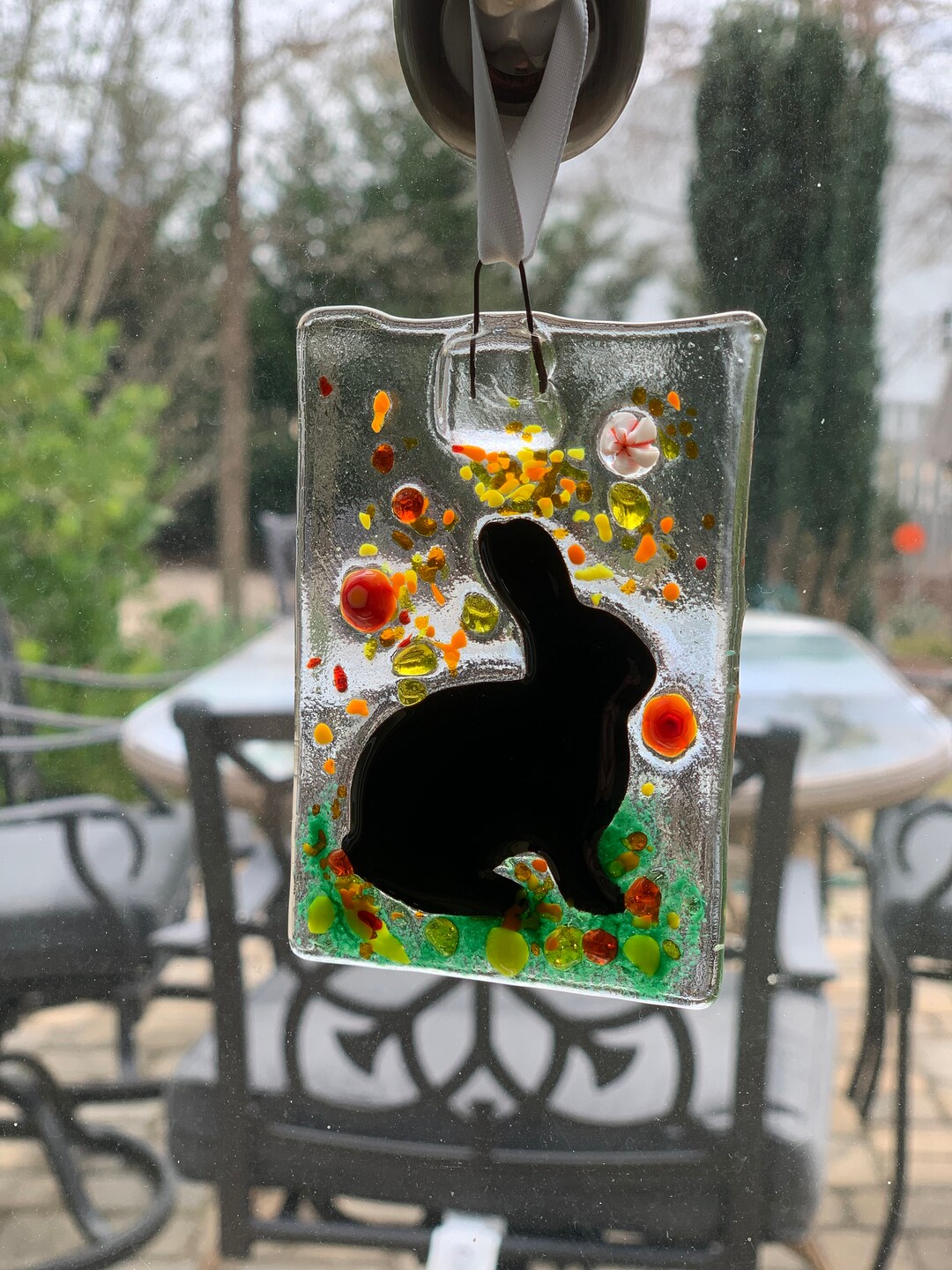 Fused Glass Bunny Suncatcher Rabbit Suncatcher Etsy