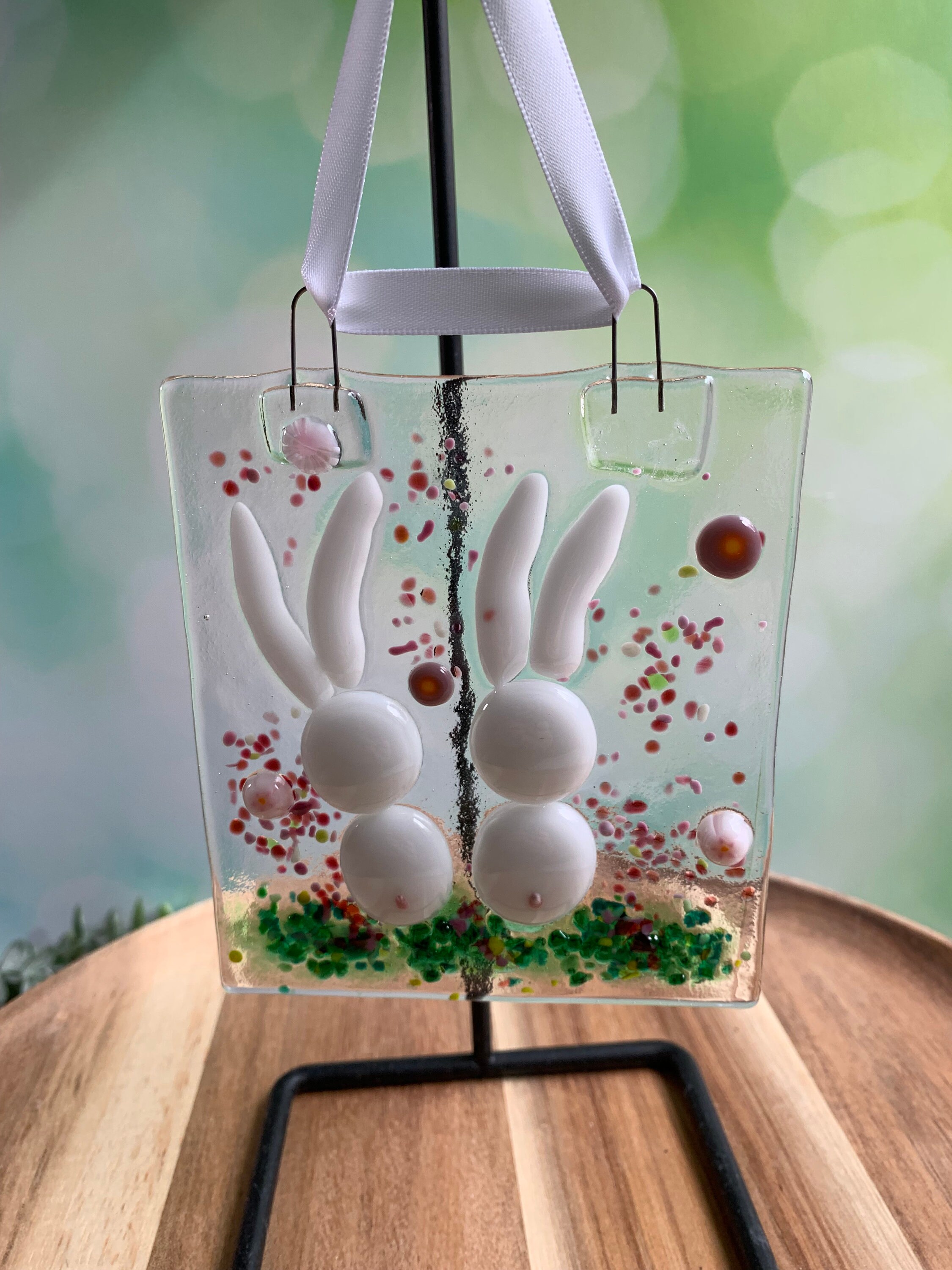 Fused Glass Rabit Fused Glass Rabbit Suncatcher, Spring Garden Decor - Etsy