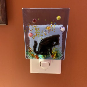 Fused Glass cat nightlight, cat nightlight