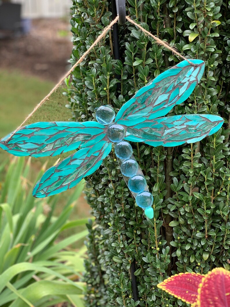 Stained Glass Mosaic Dragonfly suncatcher Dragonfly garden Etsy