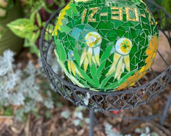 Wedding Gazing ball, Anniversary gift Mosaic Gazing Ball, Garden Ball, Garden Art, Gazing Ball, Wedding gift couple unique