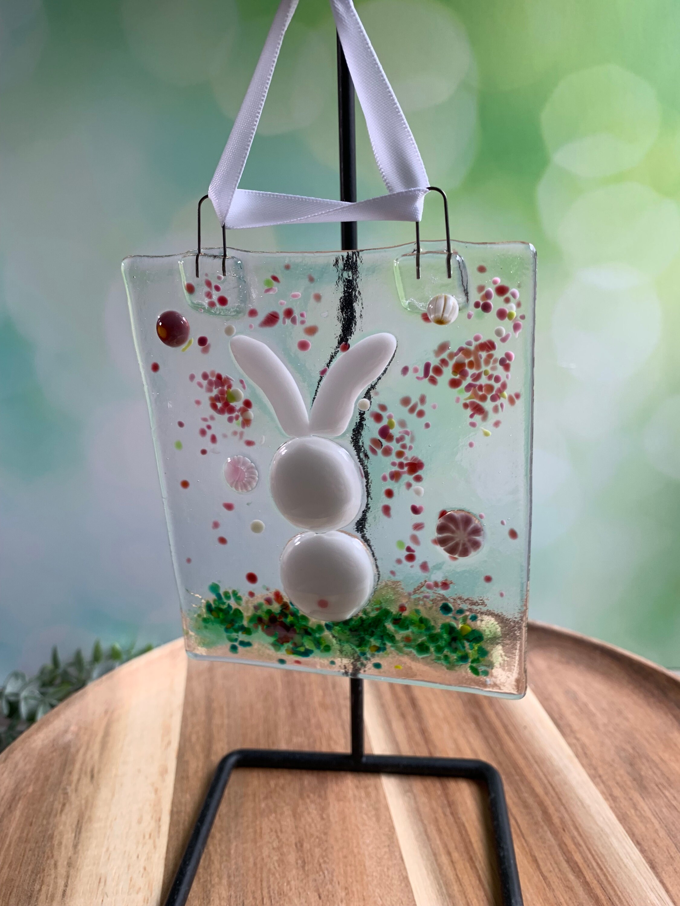 Fused Glass Rabit Fused Glass Rabbit Suncatcher, Spring Garden Decor - Etsy