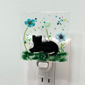 Fused Glass cat nightlight, cat nightlight, the cat parent gift