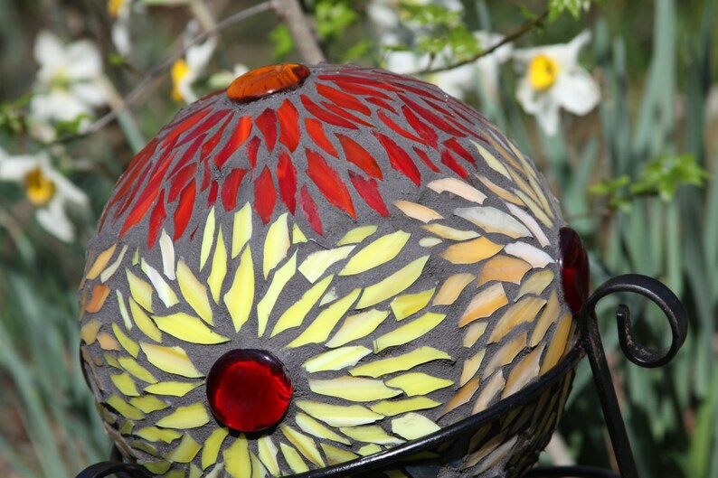 Mosaic Gazing Ball Garden Art Gazing Ball Upcycled Garden Etsy