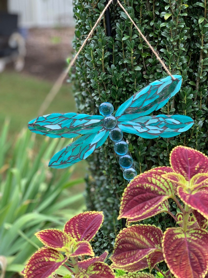 Stained Glass Mosaic Dragonfly suncatcher Dragonfly garden Etsy