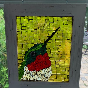 Mosaic hummingbird, stained glass hummingbird, hummingbird suncatcher, stained glass bird decor