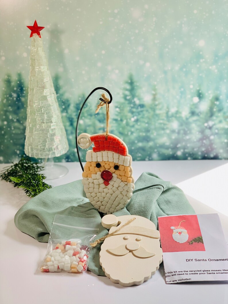 Santa Mosaic Ornament Kit Christmas Craft Kit DIY Ornament Etsy