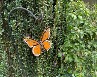 Stained glass mosaic Monarch butterfly suncatcher