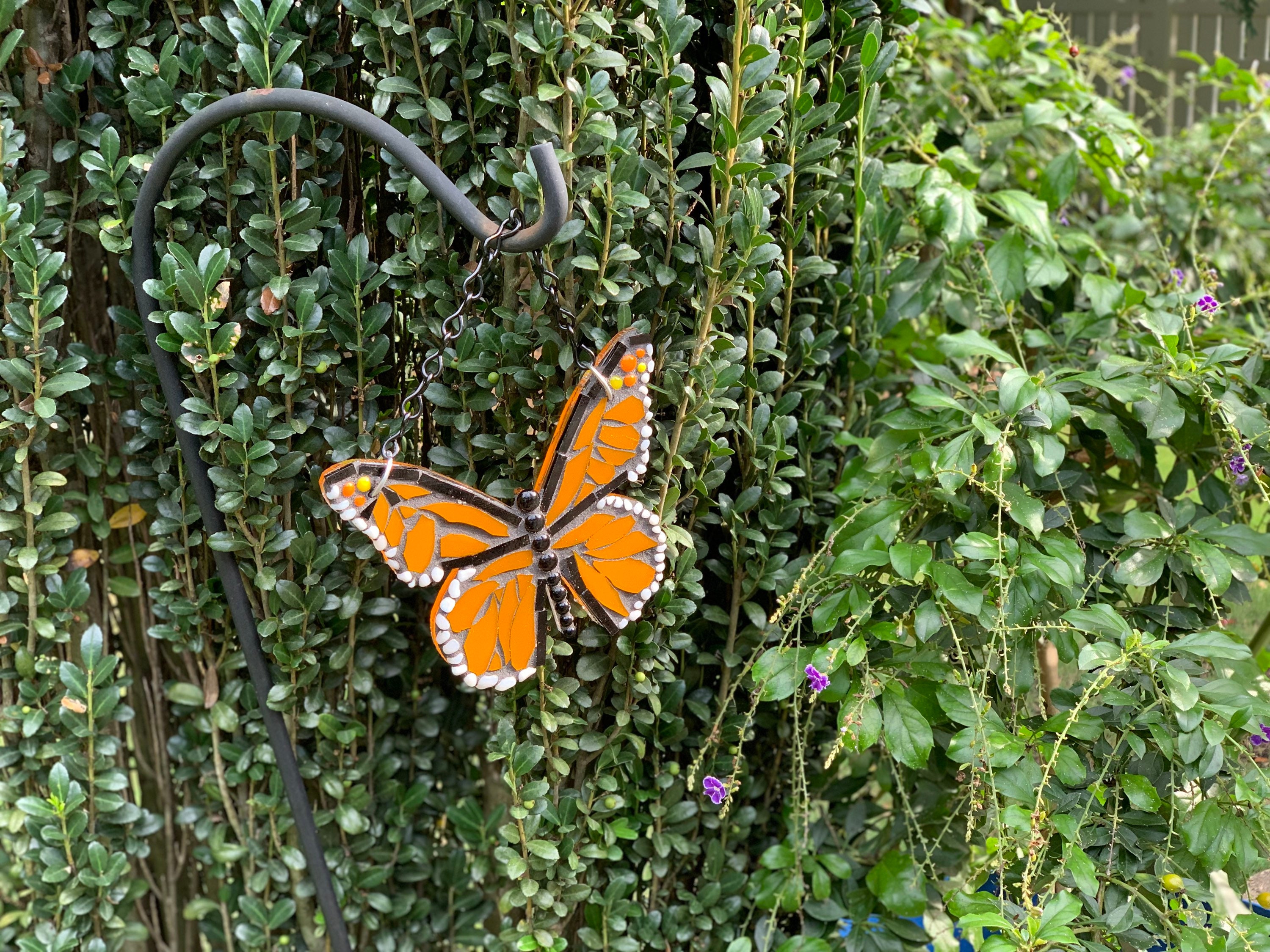 Stained glass mosaic Monarch butterfly suncatcher