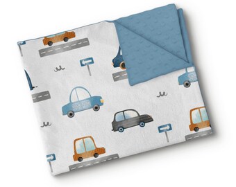 Personalisierte Babydecke aus Minky-Stoff – Namensstickerei – individuell angefertigt – hergestellt in Quebec – Aquarellmalerei in Arbeit – Selbsttransport