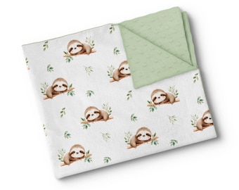 Personalisierte Babydecke aus Minky-Stoff – gestickter Name – individuell angefertigt – hergestellt in Québec – Bébé Paresseux