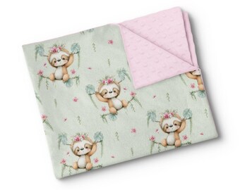 Personalisierte Babydecke aus Minky-Stoff – gestickter Name – individuell angefertigt – hergestellt in Quebec – Lazy Little Stroller
