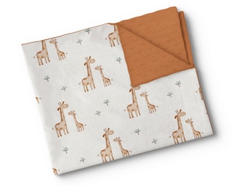Personalisierte Babydecke aus Minky-Stoff – Namensstickerei – individuell angefertigt – hergestellt in Québec – Rêve d'Afrique Giraffen Dschungel