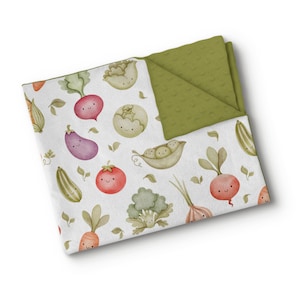 Personalized Minky Cuddle blanket watercolor vegetables