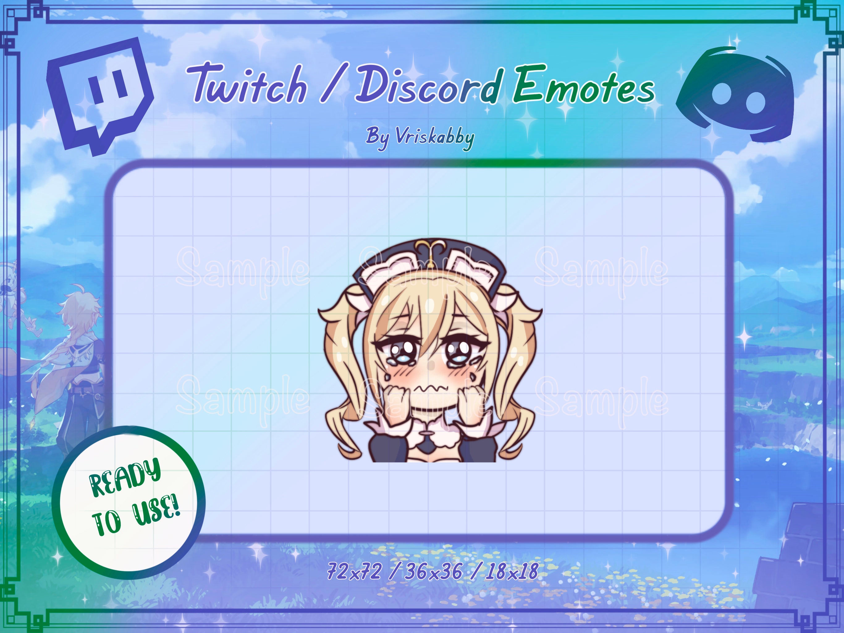 Barbara Genshin Impact Chibi Twitch Discord Emote Badges Etsy